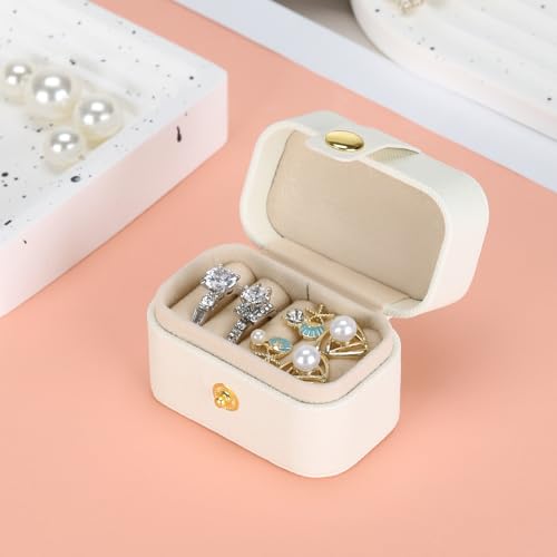 KUKUVR Small Travel Jewelry Box For Ring Stud Earring, Mini Jewelry Ring Holder for Multiple Rings, Portable Jewelry Stora...