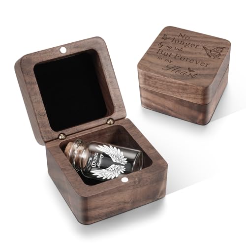 SOITIS Wooden Box for Ashes - Small Glass Urn for Human Ashes Keepsake, Mini Urns for Ashes Cremation Holder, Funeral Keep...