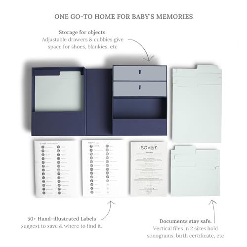 Savor | Baby Keepsake Organizer Box | The Original Fabric Acid-Free Modern Minimalist Gender-neutral Memory Box with Label...