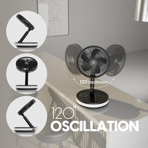 VENTY Portable Fan - Wireless Battery Operated Fan - 4 Speeds - LED Lighting - Carry Case & Remote Control - Cruise Travel...