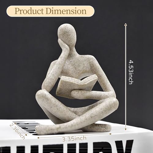UTTCMK Bookshelf Decor Thinker Statue - Abstract Art Reading Thinker Sculpture Figurine Aesthetic, Modern Home Decoration ...