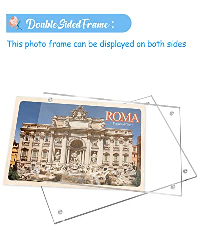 JUOIFIP 5 Pack Acrylic Picture Frame 5×7 Clear Double Sided Magnetic Photo Frame - Frameless Baby Friend Family Picture De...