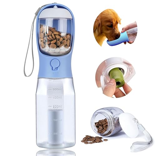 AVELORA Dog Water Bottle with Food Container, Portable Pet Dog Water Dispenser for Outdoor Walking,Hiking,Travel,Puppy Ess...