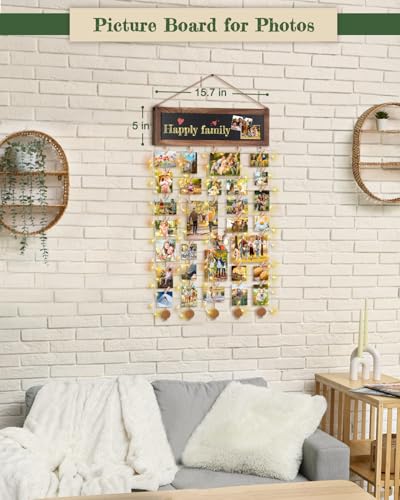 Bikoney Picture Frames Collage Photo Hanging Display Picture Board Wood Rustic Frames for Wall Decor and Dorm Room Decor w...