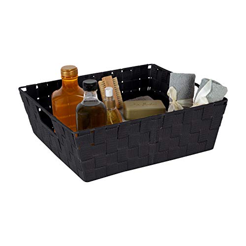 Simplify Large Shelf Woven Strap Tote | Decorative Storage Basket | Built in Handles | Organization | Closet | Bedroom | B...