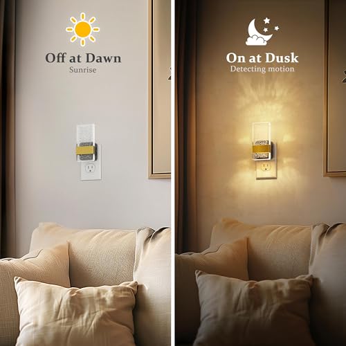 JandCase Night Lights Plug into Wall, Dusk to Dawn Sensor, 3000K Soft White LED, Acrylic Bubble Design, 0-100lm Adjustable...