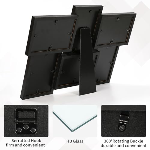 IDEALHOUSE 4x6 Picture Frames Collage Wall Decor, 6-Pack Photo Collage Frame, Multi Picture Frame Set with Glass Front