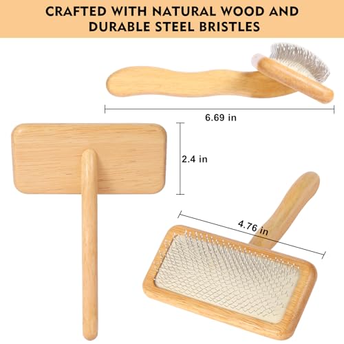 Dog Slicker Brush for Shedding & Grooming - Professional Dog Brush and Cat Brush with Coated Tips & Air-Cushion Design, De...