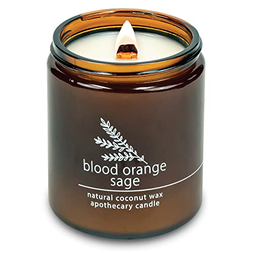 Hemlock Park Blood Orange Sage Apothecary Hand-Poured Scented Candle | Crackling Wood Wick, Botanical Fragrance & Coconut ...