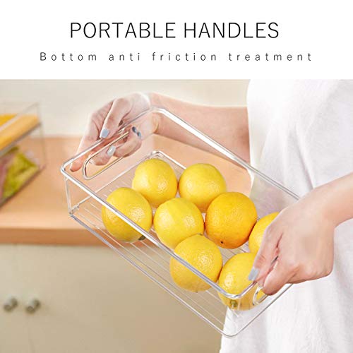 Stackable Refrigerator Organizer Bins, 6 Pack Clear Kitchen Organizer Container Bins with Handles and 20 PCS Plastic Bags ...