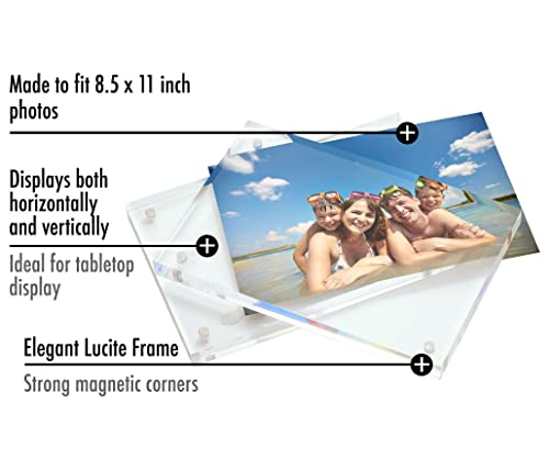 Americanflat 8.5x11 Acrylic Picture Frame - Double Sided Frames with Magnetic Corners - Transparent Acrylic Frames for Des...