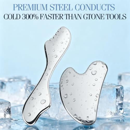 ANPODE 2Pcs Gua Sha Facial Tools Set,Guasha Massage Tool for Face&Body, Manual Massage Tool for Lymphatic Drainage &Jawlin...