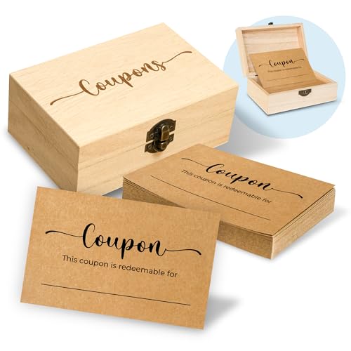 WOODAMORE 50 Blank Coupon Cards Box - Love Coupon For Him, Blank Coupon Book For Husband From Wife, Mothers Day Gifts for ...