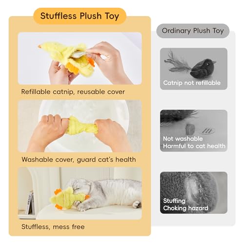 Potaroma Cat Toys Catnip Crinkly Sound 2 Pcs, Mess-Free Stuffless Kitten Toy, Durable Feline Bite Interactive Kicker Toys ...