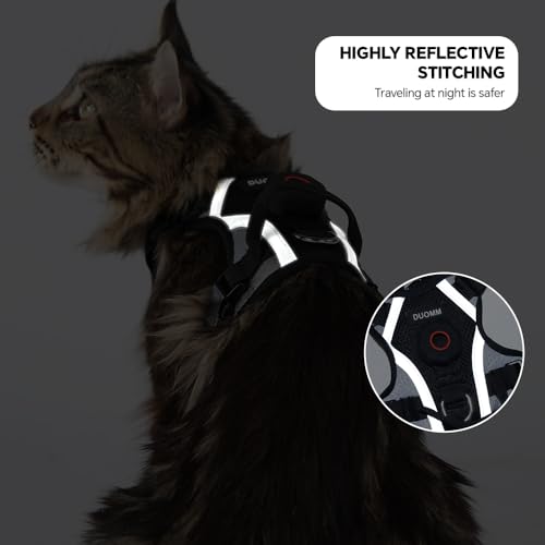Cat Harness Leash Set with AirTag Holder, Upgraded Escape Proof Vest with Lead for Large Cat Small Dog Puppy Outdoor Walki...