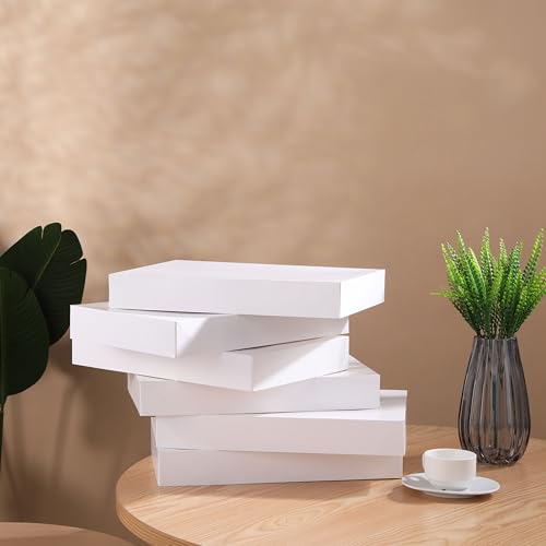 SUNCOLOR 6 Pack 14" Medium White Gift Boxes With Lids For Clothes Presents
