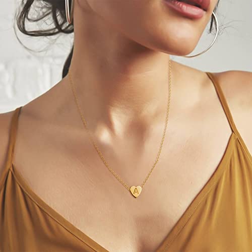 OSNIE Flower Girl A-Z Alphabet Pendant Necklace 14K Gold Plated Tiny Capital Letter Initial Heart Pendant Necklace Wedding...