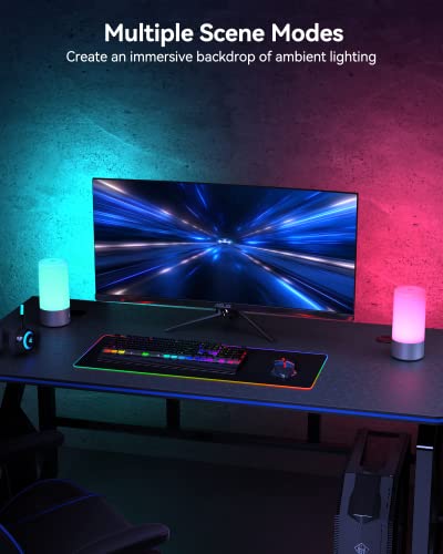 ROOTRO Table Lamp, [Advanced] Bedside Touch Control Lamp for Bedroom 3 Level Dimmable Warm White Lights with 256 RGB Color...
