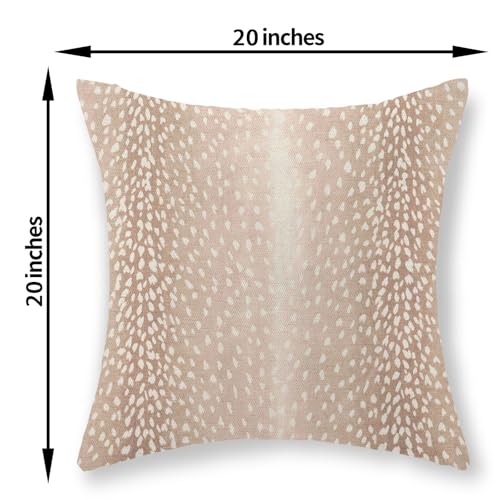 JEFERSO Antelope Pillow Covers 20x20 Set of 2 Beige Animal Skin Print Throw Pillow Covers Modern Antelope Decorative Pillo...