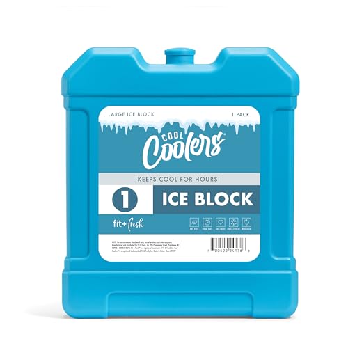 Cool Coolers by Fit + Fresh, XL Cooler Ice Block, Large and Powerful Ice Pack, Perfect for Insulated Cooler, Beach Bag, Ba...