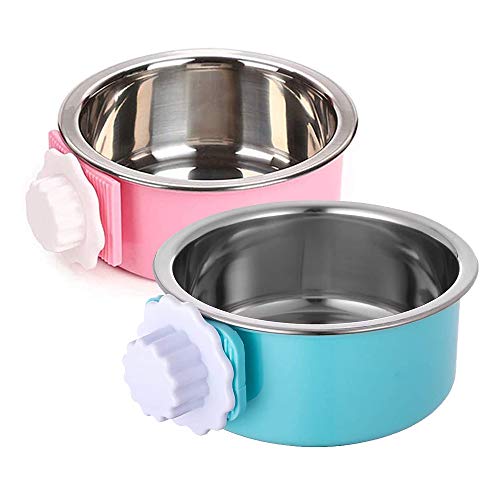 QIYADIN Stainless Steel Removable Pet Food Bowl, Anti-overturn Water Feeder Container, Suitable for Small Dog/Cat/Rabbit, ...