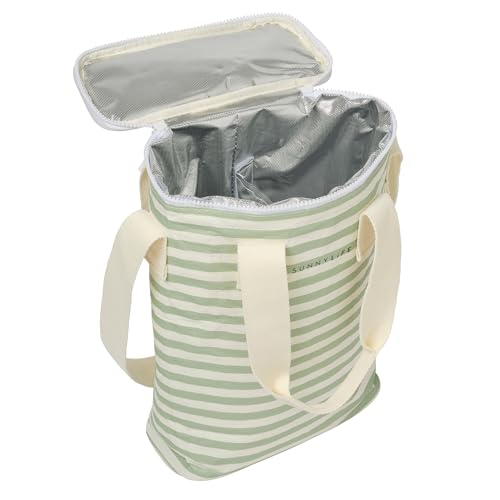 SUNNYLiFE Light Cooler Drinks Bag, Sea Sage Stripe, PP/PEVA/EPE Material, 13.39 x 9.45 x 4.33 inches, 0.73 lbs, Insulated,...