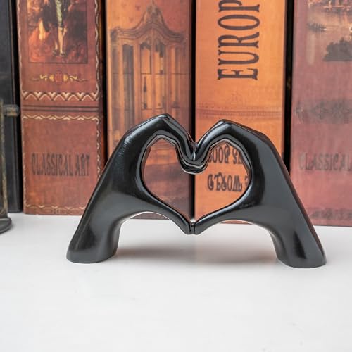 Small Heart Hands Sculpture Decor for Living Room Bedroom Bookshelf Coffe Table and Office Display, Love Finger Statue Mod...