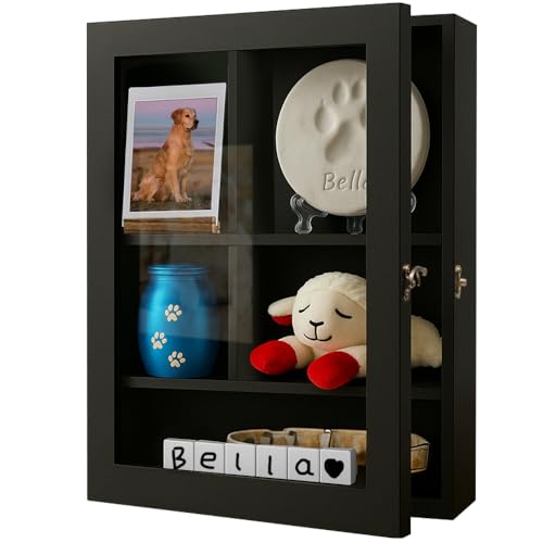 Sofunii Pet Memorial Shadow Box with Shelves,12 * 16 Inch Deep Memory Display Case,Personalized Keepsake Frame for Dog & C...