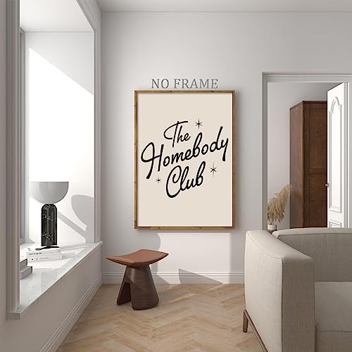The Homebody Club Wall Art Retro Quote Poster Aesthetic Quotes Wall Decor Beige Aesthetic Art Trendy Funky Quote Posters A...