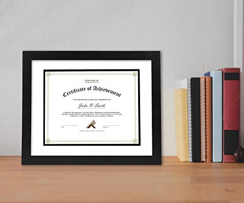 Golden State Art, 11x14 Diploma Frame for 8.5x11 Document & Certificates with Mat, Or 11x14 Without Mat, Real Glass, Doubl...