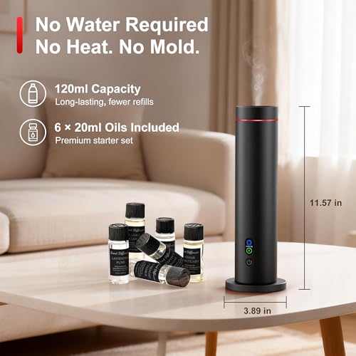 Maromalife Waterless Diffuser, Essential Oil Diffuser, 1000 Sq.Ft Coverage Scent Diffuser – Plug-in Only, Adjustable Mist,...