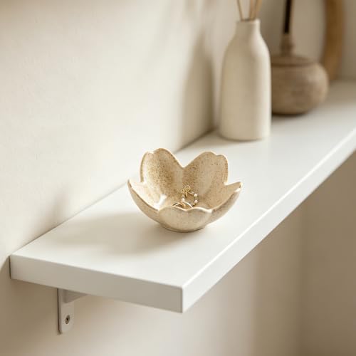 zerokyclan Floral Vanity Tray - Ceramic Jewelry Organizer Dish for Rings Necklaces Wedding Gift Idea(camel)