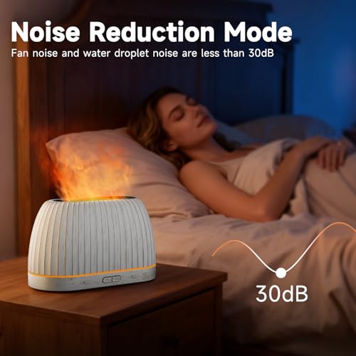 SOULORIGIN Essential Oil Diffuser, Flame Effect Aromatherapy Diffuser with 7-Color LED Lights & Auto Shut-Off, Ultrasonic ...