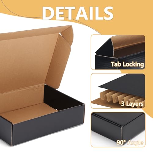EXYGLO 40 Pack 6x4x3 Shipping Boxes, Black Corrugated Cardboard Boxes for Packaging Small Business, Moving, Shipping, Mail...