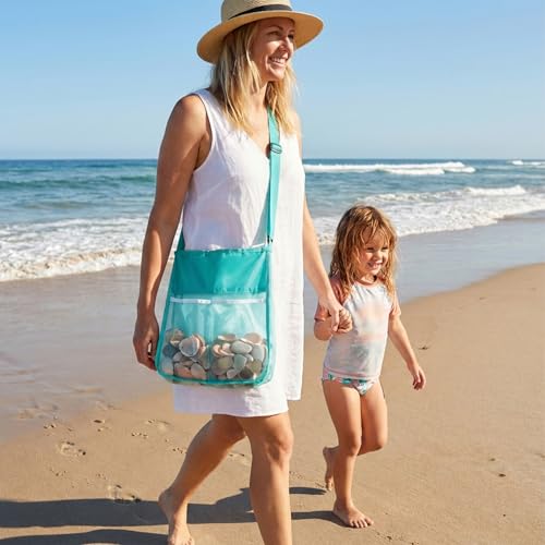 Mesh Beach Bag for Shells Collecting,Cross Body Shell Bags for Beach,Sea Shell Bags,Seashell Collecting Bag for Swimming