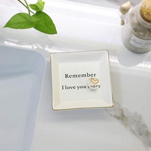 HOME SMILE Ceramic Ring Dish Jewelry Tray-Mom Gifts, Remember I Love You Mom - Birthday, Mother's Day, Christmas Gifts for...
