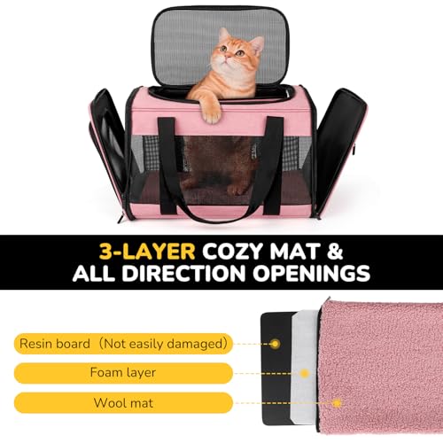 Hipubby Cat Carrier Dog Carrier for Pets Up to 16 Lbs, Soft-Sided Pet Travel Carrier for Cats and Small Dogs, Airline Appr...