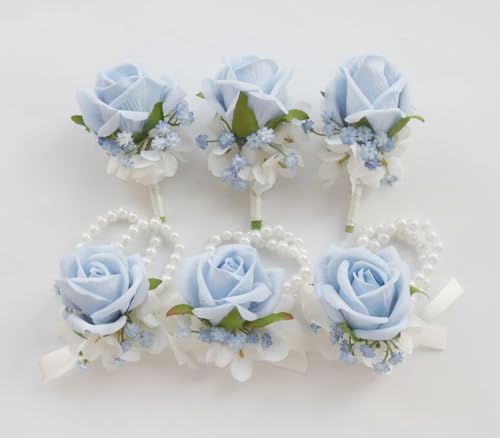 MAFELOE Boutonniere Corsage Set, Artificial Flowers Accessories for Wedding Prom Party Homecoming Celebration Suit Decorat...