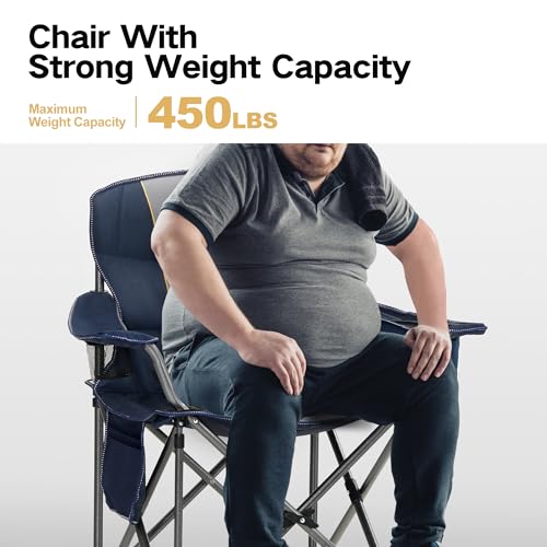 ALPHA CAMP Heavy Duty Camping Chair 500LBS Capacity, Oversized Folding Chair for Heavy People, Padded Portable Outdoor Cha...