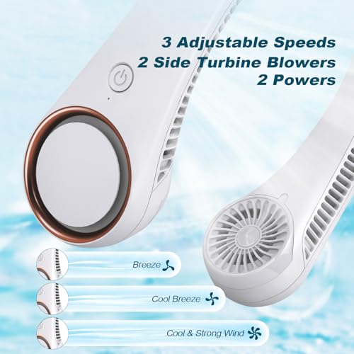 CIVPOWER Neck Fan: Portable Personal Neck Cooling Rechargeable Bladeless Fan - Hands Free 3 Speed 4000 mAh Battery USB Ope...