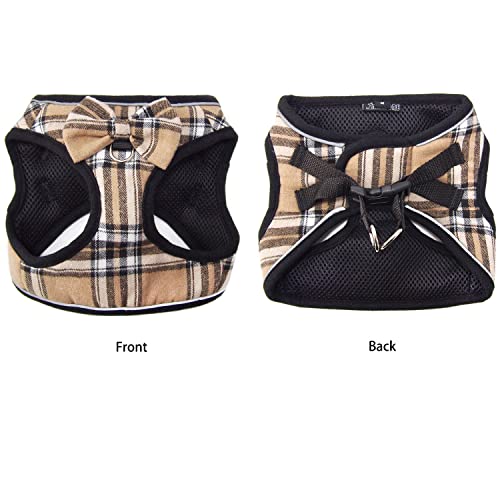 Mesh Soft Dog Harness, Adjustable No Pull Reflective Comfort Pet Vest for Dogs (Light Khaki, Small)