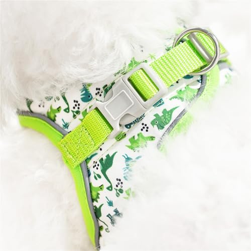 KocaPlye Step in Dog Harness No Pull Dinosaur Adjustable Soft Mesh Padded Reflective Pet Vest Harness and Leash Set for Sm...