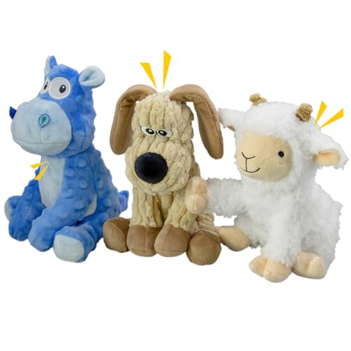MeetYooo 3Pack Squeaky Stuffed Dog Toys- Indoor&Outdoor Playing Toys for Large to Small, Durable Plush Toys to Keep Them B...