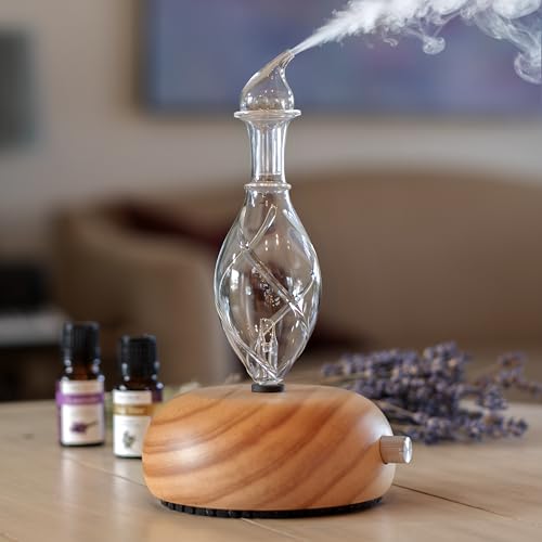 ArOmis Premium Glass Essential Oils Nebulizer - Waterless Diffuser for Aromatherapy - Handmade Oil Diffuser, Wooden Base, ...