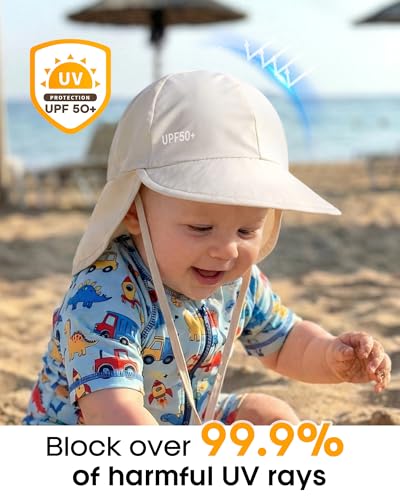 FURTALK Baby Sun Hat with Neck Flap UPF 50+ Adjustable Baby Boys Girls Summer Beach Hat for Traveling Swim Hat