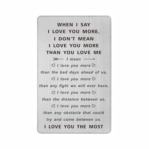 TANWIH When I Say I Love You More Wallet Card, Romantic Valentines Day Cards, I Love You Gifts for Him Her, Valentines Gif...