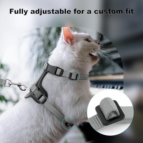 Plutus Pet Adjustable Cat Harness and Leash Set, Quick Release, Escape Proof Nylon Vest with Leather Trim for Kitten, Smal...
