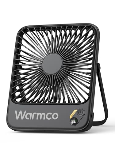Warmco 10000mAh Portable Travel Fan 7-inch, Max 24H Runtime, Ultra-thin Quiet Rechargeable Battery Operated Desk Fan with ...