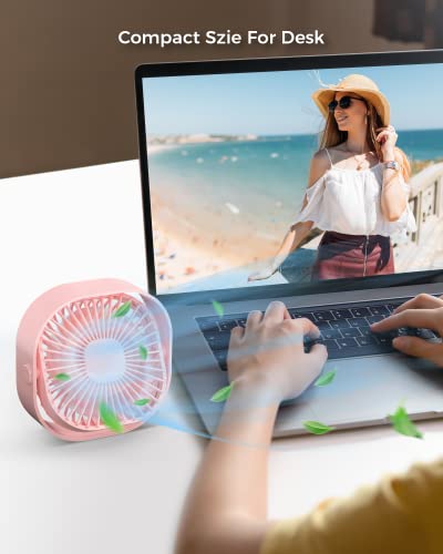 RJVW 4 Inch Small USB Desk Fan, 3-Speed Portable & 360°Rotatable Mini Cooling Fan, USB-Powered Desktop Fan for Home Office...