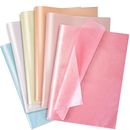Larcenciel 60 Sheets Tissue Paper, 6 Metallic Colors Tissue Paper for Gift Bags and Wrapping, Glitter Wrapping Tissue Bul...